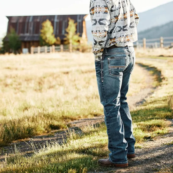 Men Denim Ariat M4 Low Rise Coltrane Boot Cut Jean Durango