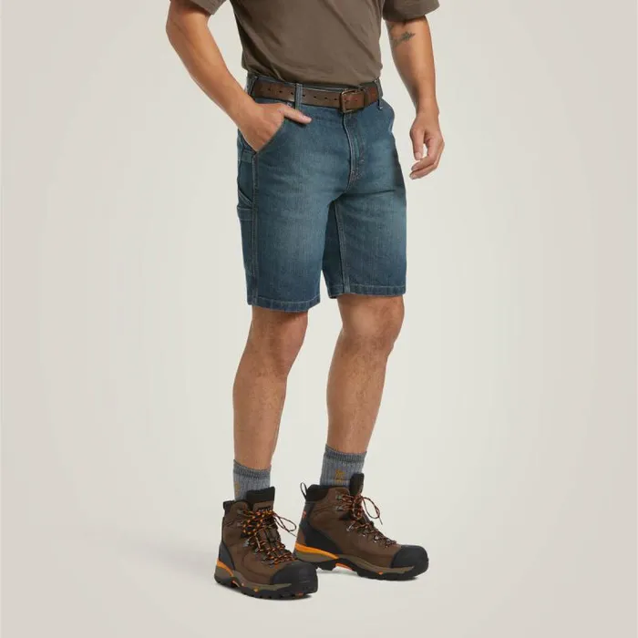 Men Denim Ariat Rebar DuraStretch Denim Utility Short Phantom