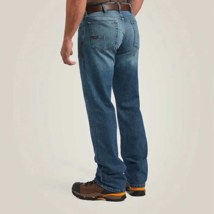 Men Denim Ariat Rebar M5 DuraStretch Basic Stackable Straight Leg Jean Edgewood