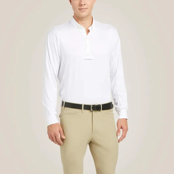 Men English Riding Ariat TEK Long Sleeve Show Shirt White