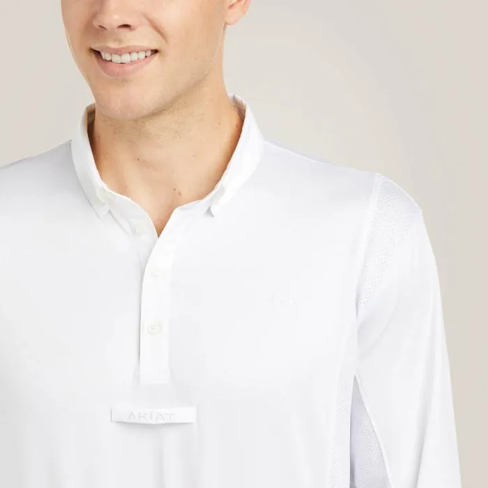 Men English Riding Ariat TEK Long Sleeve Show Shirt White