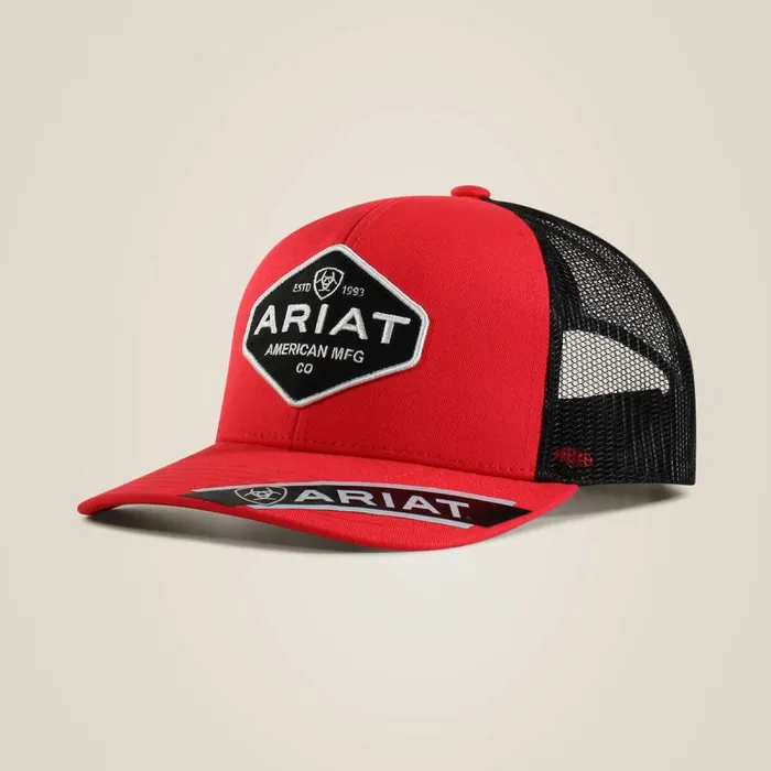 Men Hats and Caps Ariat Hexigon Logo Cap Black