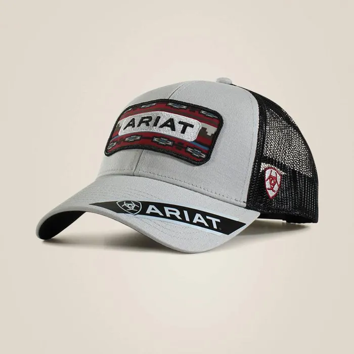 Men Hats and Caps Ariat Logo Patch Cap Grymulti Gray