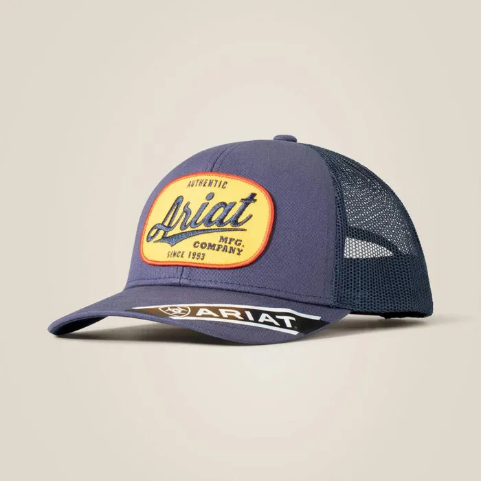 Men Hats and Caps Ariat Logo Patch Cap Navy