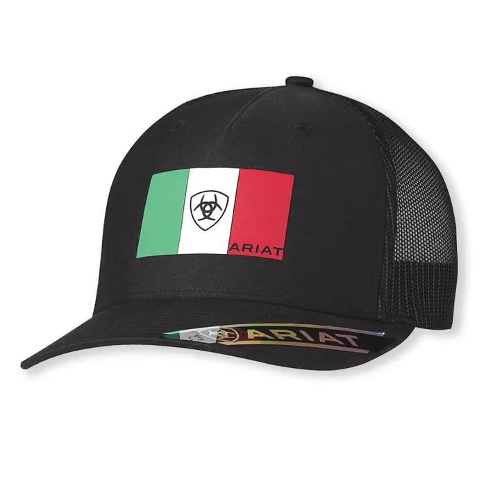 Men Hats and Caps Ariat Mexico Flag Cap Black