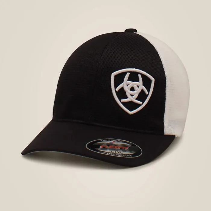 Men Hats and Caps Ariat Offset Shield Mech Cap Black