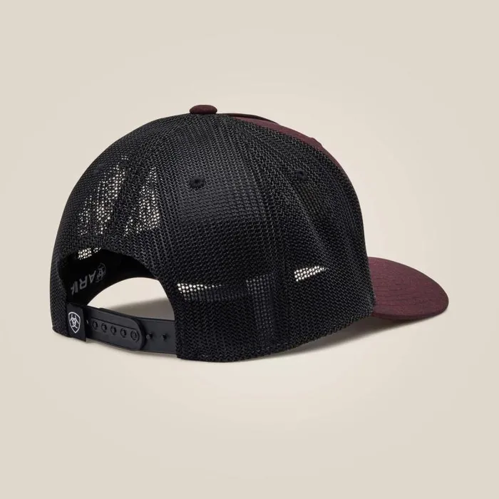 Men Hats and Caps Ariat Round Logo Patch Cap Wine