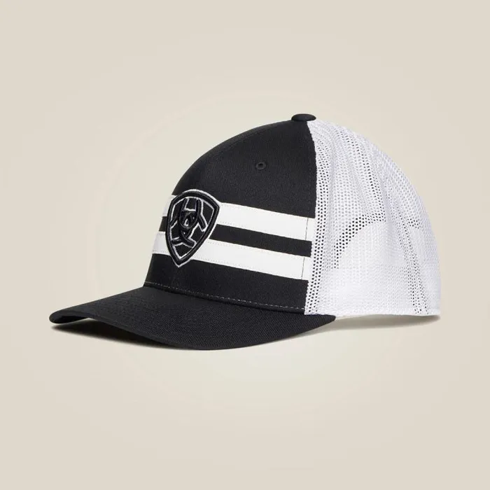 Men Hats and Caps Ariat Shield Logo Cap Black White