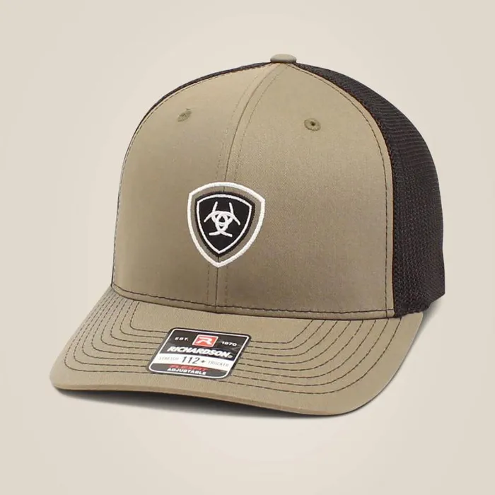 Men Hats and Caps Ariat Shield Logo Cap Olive