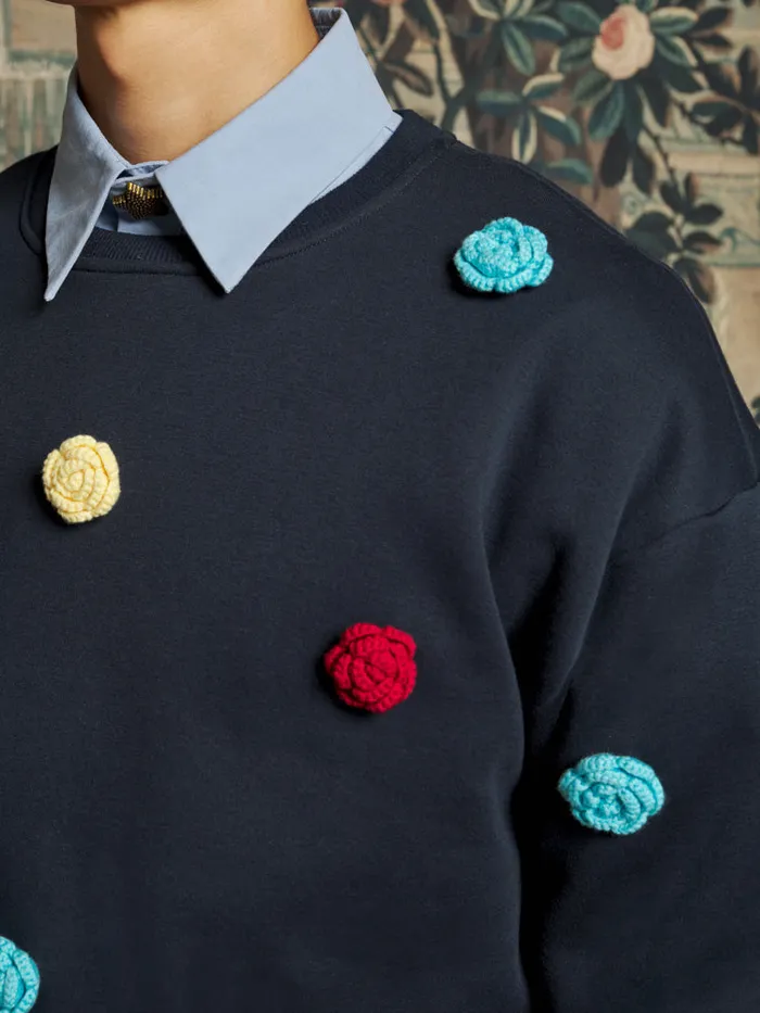 Men Henry Rose Sweatshirt Navy Blue Sister Jane Shirts