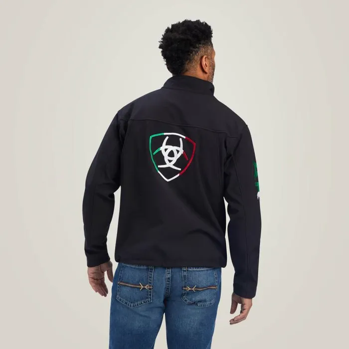 Men Jackets and Vests Ariat New Team Softshell Brand Jacket Mex Black