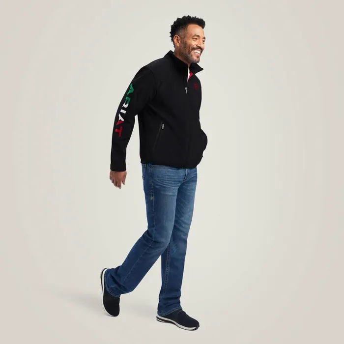 Men Jackets and Vests Ariat New Team Softshell Brand Jacket Mex Black
