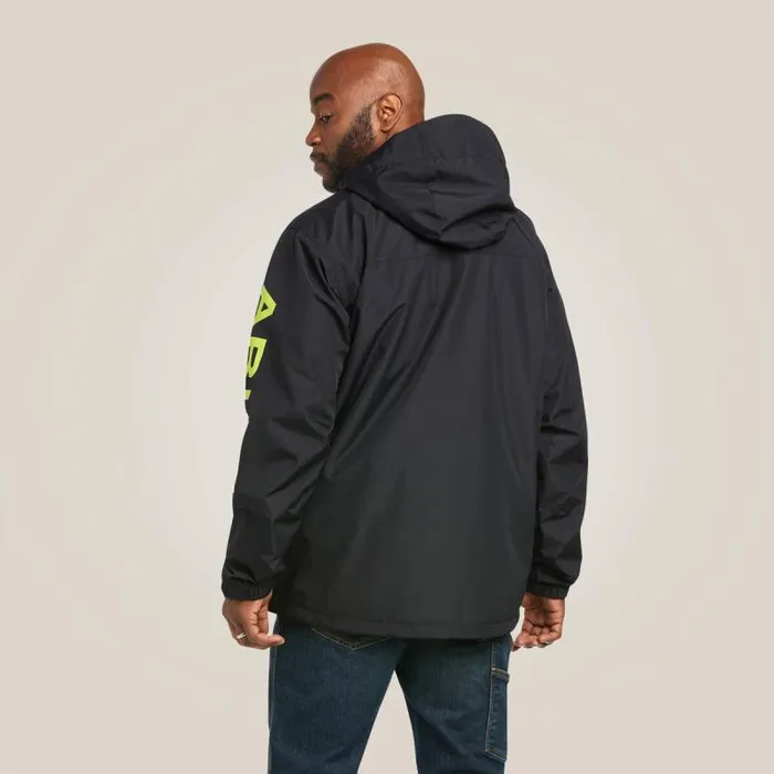 Men Jackets and Vests Ariat Rebar Stormshell Logo Waterproof Jacket Blacklime Men Jackets and Vests Ariat Rebar Stormshell Logo Waterproof Jacket Blacklime