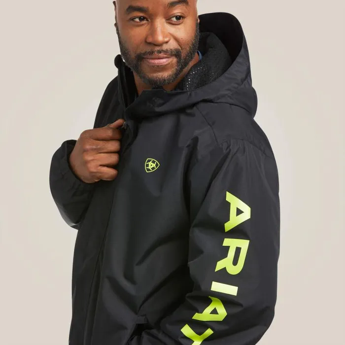 Men Jackets and Vests Ariat Rebar Stormshell Logo Waterproof Jacket Blacklime Men Jackets and Vests Ariat Rebar Stormshell Logo Waterproof Jacket Blacklime