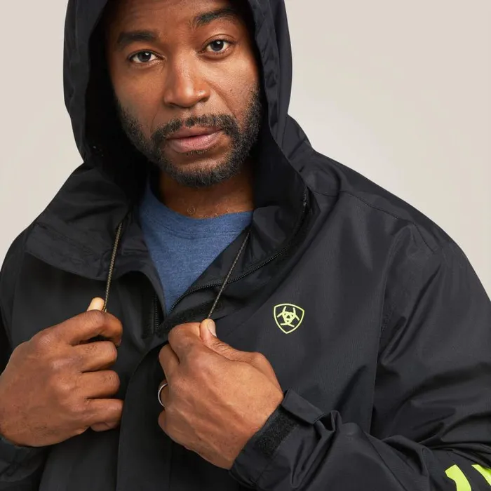 Men Jackets and Vests Ariat Rebar Stormshell Logo Waterproof Jacket Blacklime Men Jackets and Vests Ariat Rebar Stormshell Logo Waterproof Jacket Blacklime
