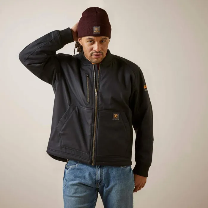 Men Jackets and Vests Ariat Rebar Stretch Canvas Bomber Jacket Black