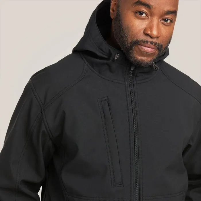 Men Jackets and Vests Ariat Rebar Stretch Canvas Softshell Hooded Logo Jacket Blacklime