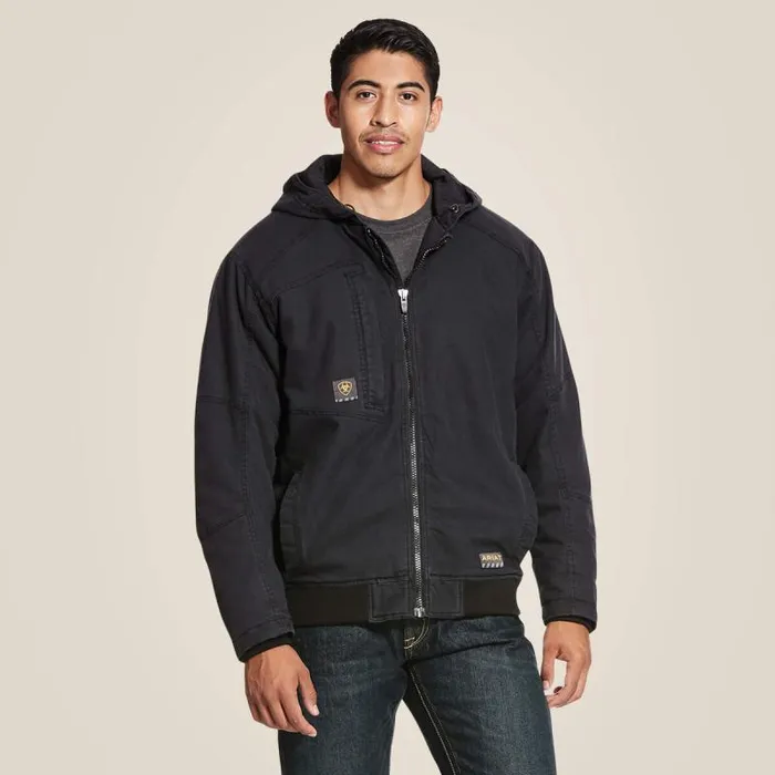 Men Jackets and Vests Ariat Rebar Washed DuraCanvas Insulated Jacket Black
