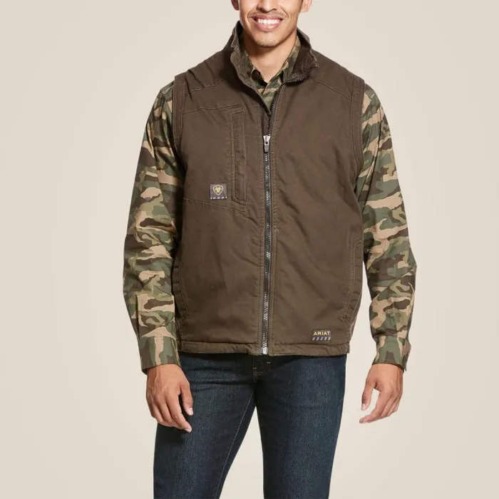 Men Jackets and Vests Ariat Rebar Washed DuraCanvas Insulated Vest Wren