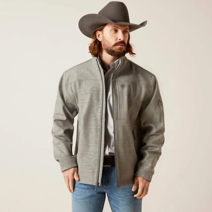 Men Jackets and Vests Ariat Vernon 20 Softshell Jacket Jetty Gray Embossed