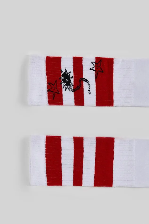 Men Jaded London Accessories Spikes Over Stripes Socks