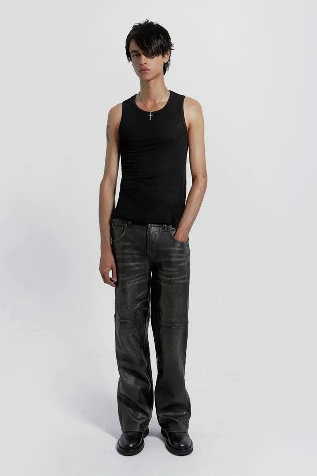 Men Jaded London Basics Black Mist Vest