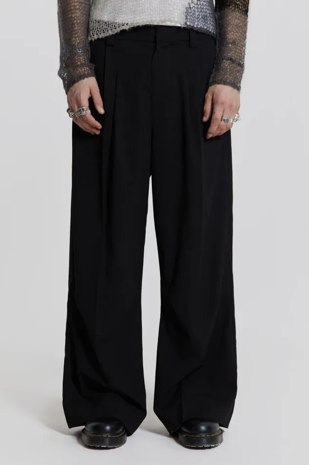 Men Jaded London Basics Goliath Black Suit Pant