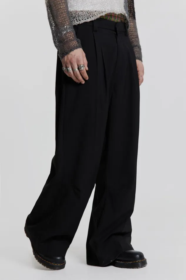 Men Jaded London Basics Goliath Black Suit Pant