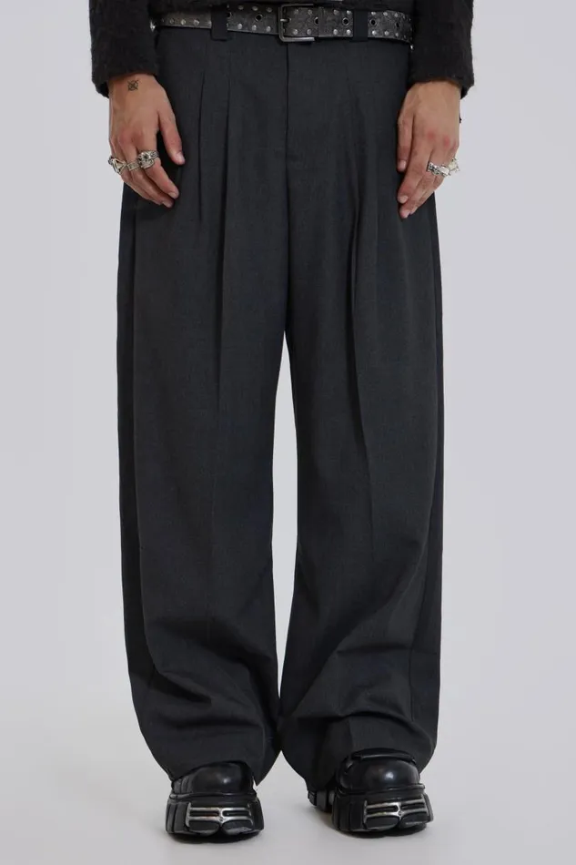 Men Jaded London Basics Goliath Charcoal Suit Pant