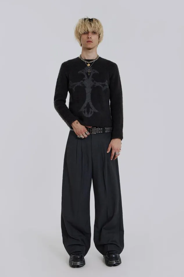 Men Jaded London Basics Goliath Charcoal Suit Pant