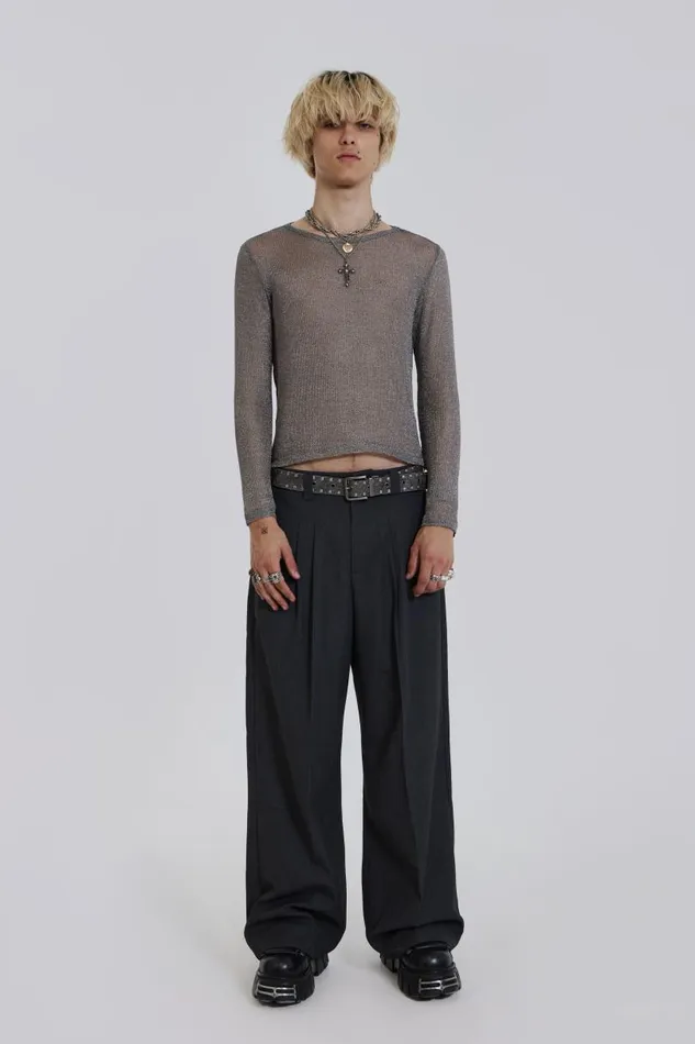 Men Jaded London Basics Goliath Charcoal Suit Pant