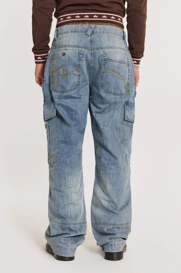 Men Jaded London Denim and Jeans Blue Millennium Cargo Jeans