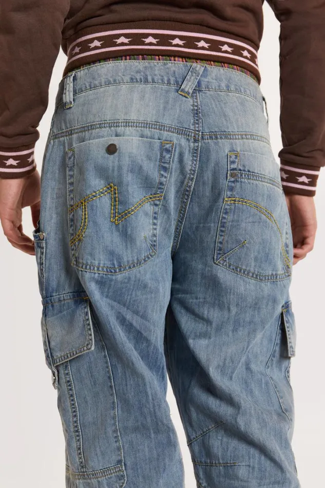 Men Jaded London Denim and Jeans Blue Millennium Cargo Jeans