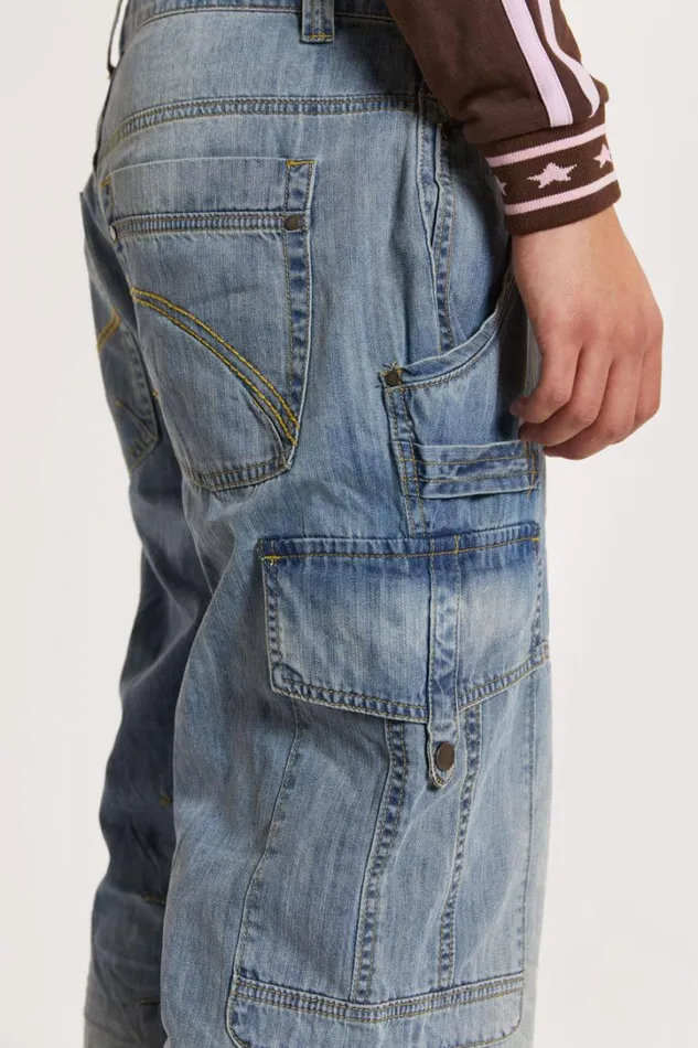 Men Jaded London Denim and Jeans Blue Millennium Cargo Jeans