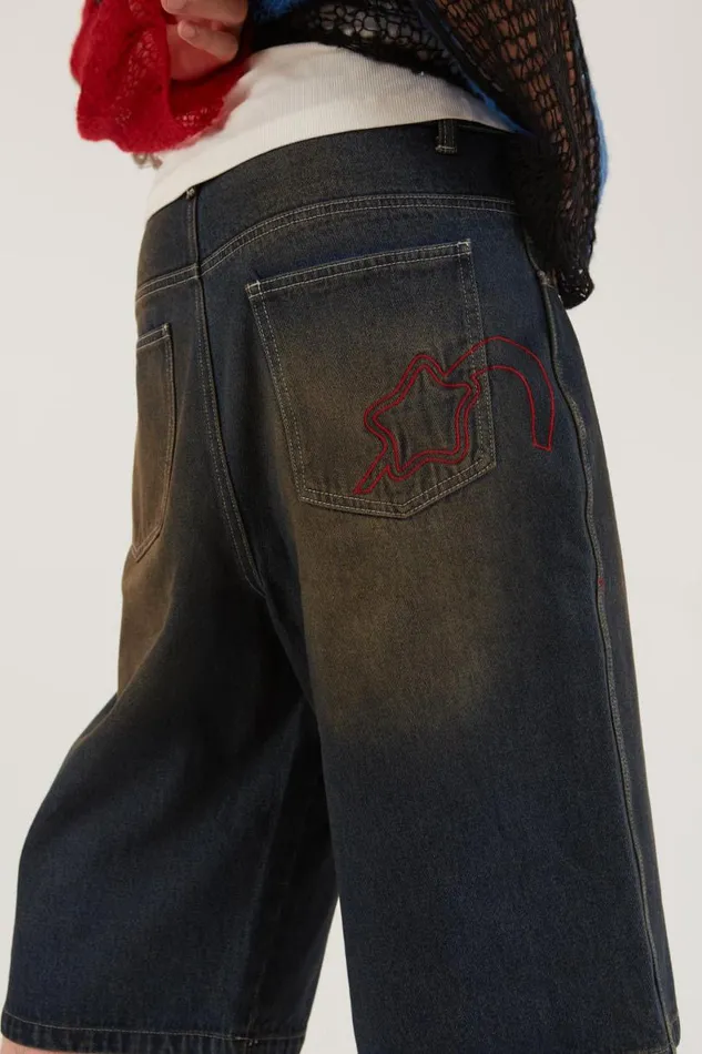 Men Jaded London Denim and Jeans Bronx Jumbo Fit Denim Jorts