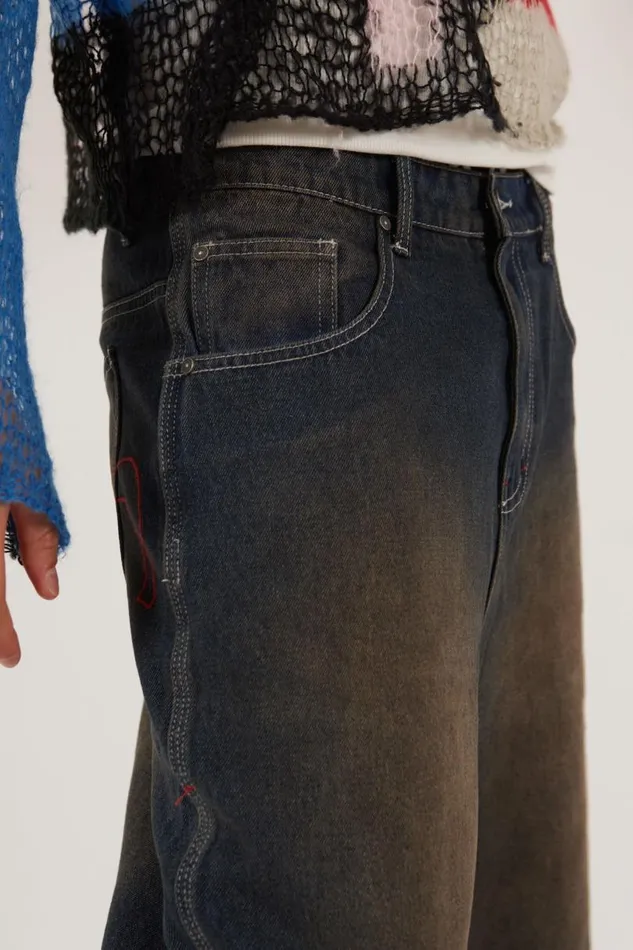 Men Jaded London Denim and Jeans Bronx Jumbo Fit Denim Jorts