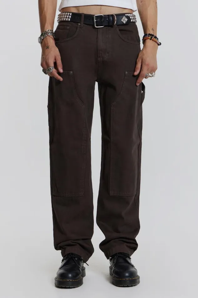 Men Jaded London Denim and Jeans Brown Carpenter Jeans In Skate Fit