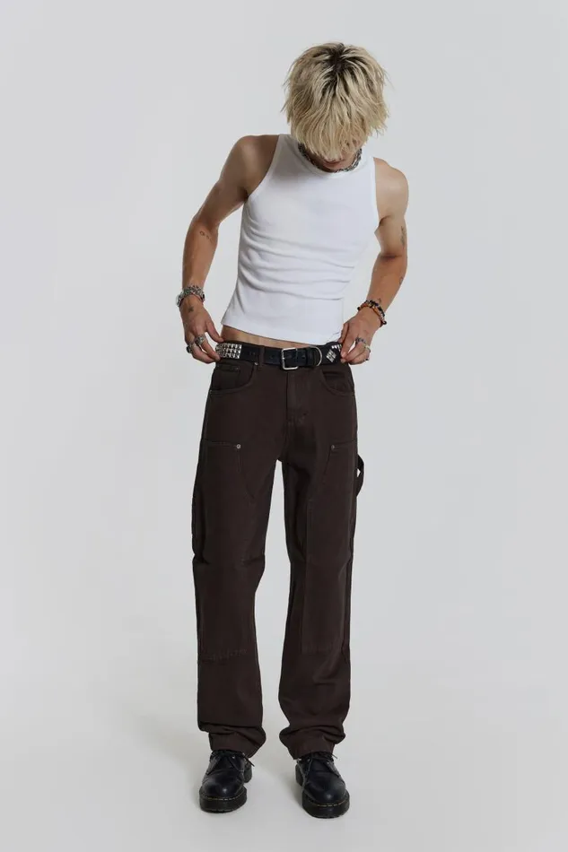Men Jaded London Denim and Jeans Brown Carpenter Jeans In Skate Fit