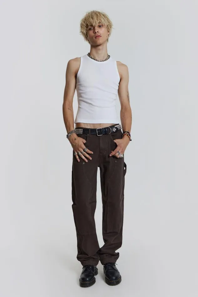 Men Jaded London Denim and Jeans Brown Carpenter Jeans In Skate Fit