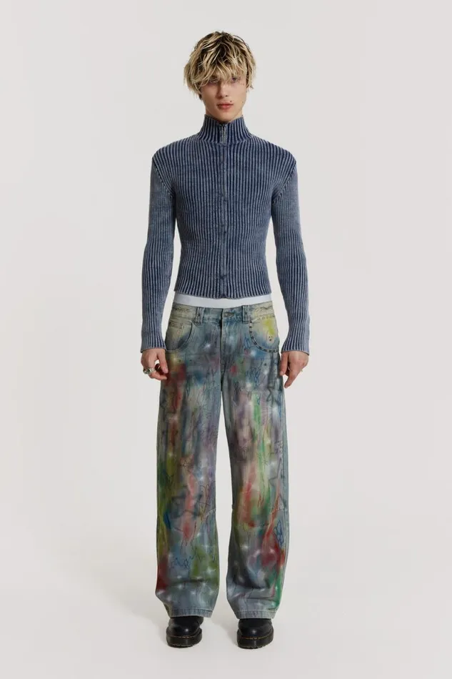 Men Jaded London Denim and Jeans Drifting Through Space Baggy Jeans