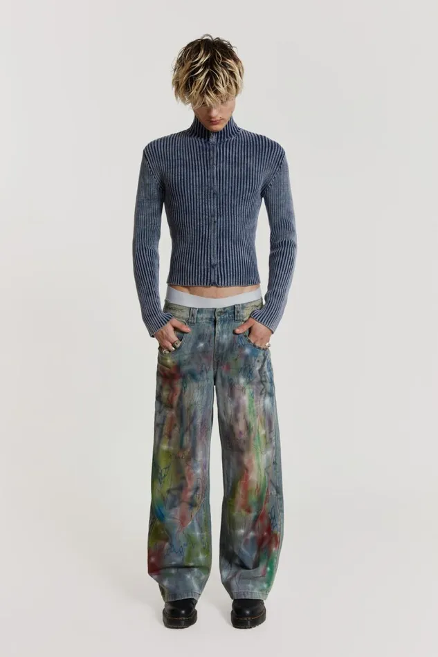 Men Jaded London Denim and Jeans Drifting Through Space Baggy Jeans