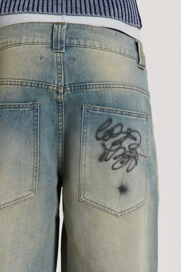 Men Jaded London Denim and Jeans Drifting Through Space Baggy Jeans