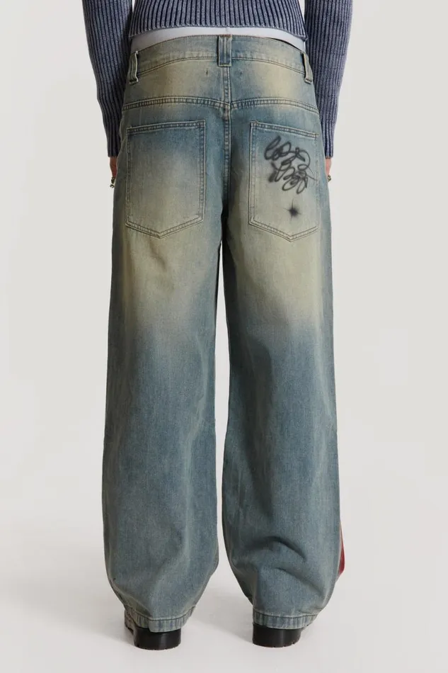 Men Jaded London Denim and Jeans Drifting Through Space Baggy Jeans