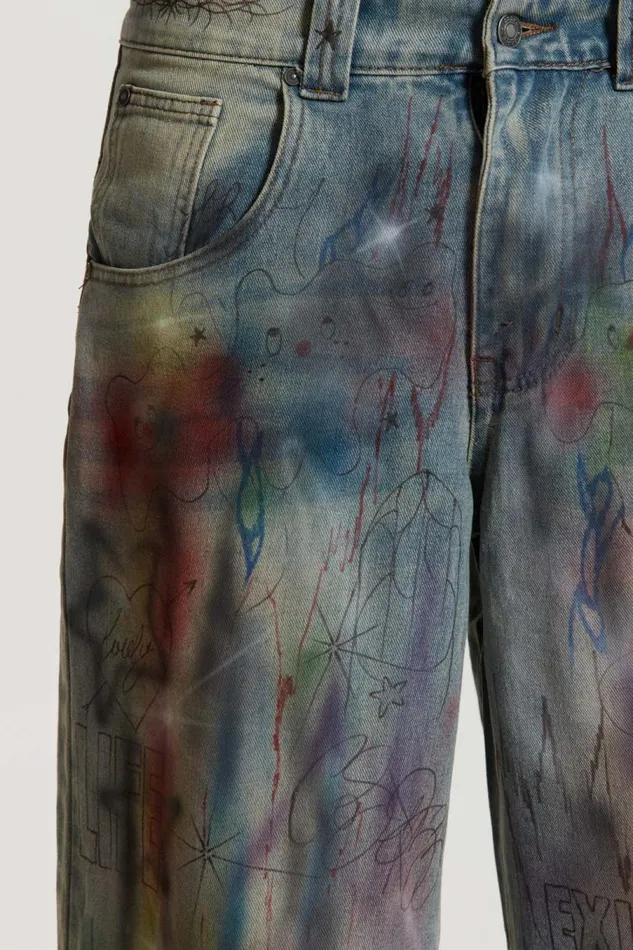 Men Jaded London Denim and Jeans Drifting Through Space Baggy Jeans