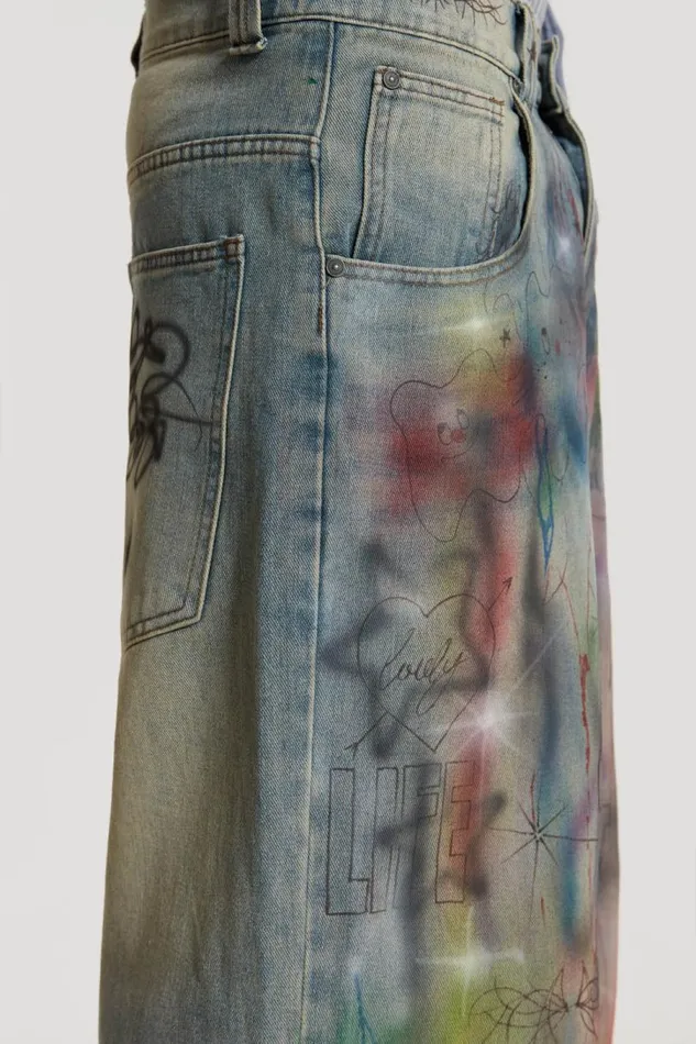 Men Jaded London Denim and Jeans Drifting Through Space Baggy Jeans