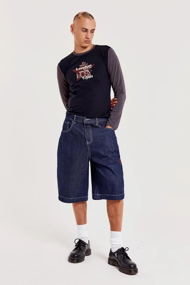 Men Jaded London Denim and Jeans Jumbo Denim Jorts