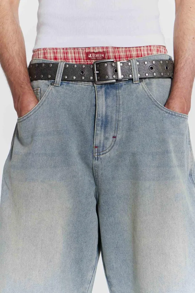 Men Jaded London Denim and Jeans Light Wash Jumbo Jorts
