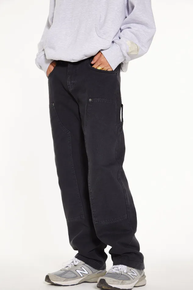 Men Jaded London Denim and Jeans Washed Black Carpenter Jeans In Skate Fit