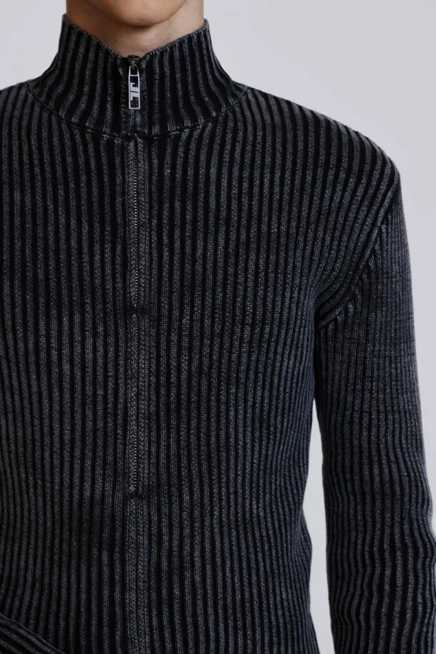 Men Jaded London Knitwear Black Lucid Knit Track Top
