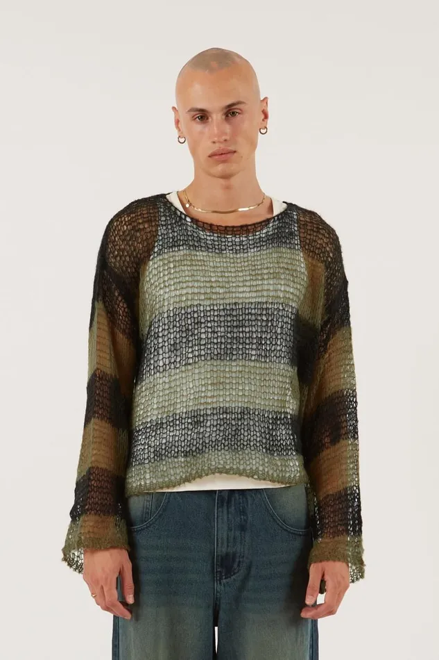 Men Jaded London Knitwear Green Nirvana Jumper